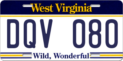 WV license plate DQV080