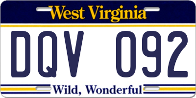 WV license plate DQV092
