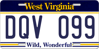 WV license plate DQV099