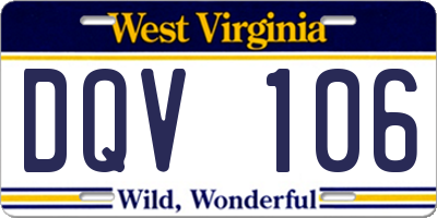 WV license plate DQV106