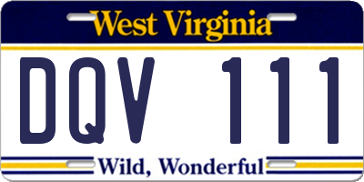 WV license plate DQV111