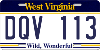 WV license plate DQV113