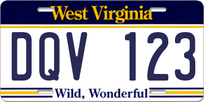 WV license plate DQV123