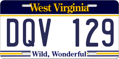 WV license plate DQV129