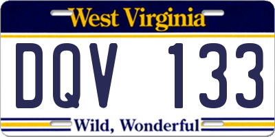 WV license plate DQV133