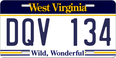 WV license plate DQV134
