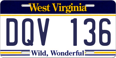 WV license plate DQV136