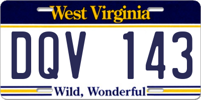 WV license plate DQV143