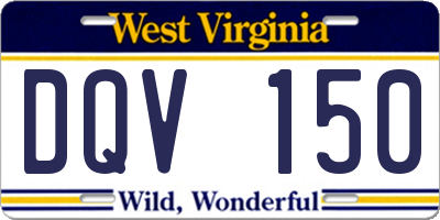 WV license plate DQV150