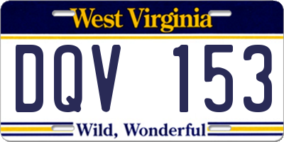 WV license plate DQV153