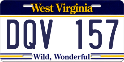 WV license plate DQV157