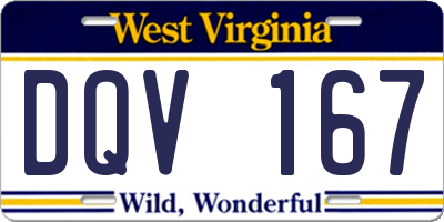 WV license plate DQV167
