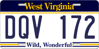 WV license plate DQV172