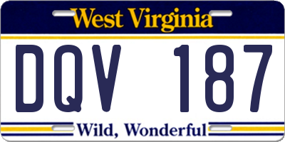 WV license plate DQV187