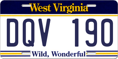 WV license plate DQV190