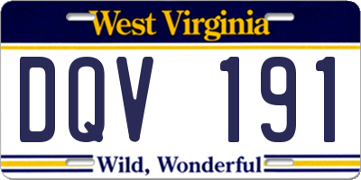 WV license plate DQV191