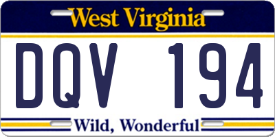 WV license plate DQV194