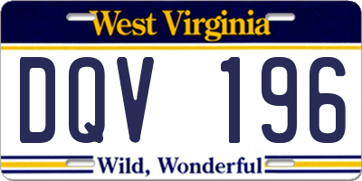 WV license plate DQV196