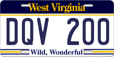WV license plate DQV200
