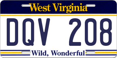 WV license plate DQV208