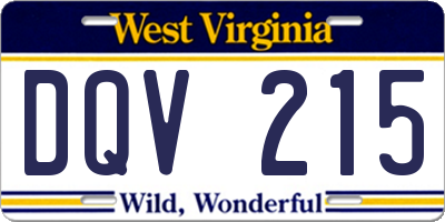 WV license plate DQV215