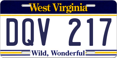 WV license plate DQV217