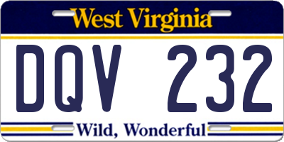 WV license plate DQV232