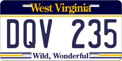 WV license plate DQV235