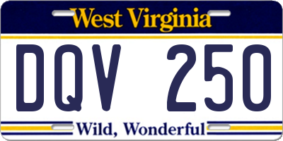 WV license plate DQV250