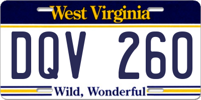 WV license plate DQV260