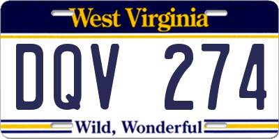WV license plate DQV274