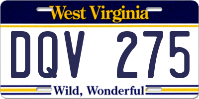 WV license plate DQV275