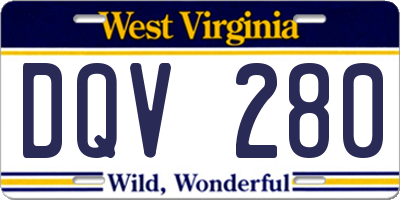 WV license plate DQV280