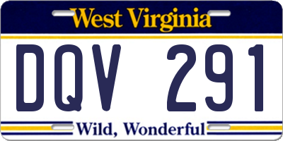WV license plate DQV291