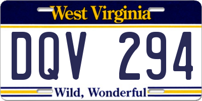 WV license plate DQV294