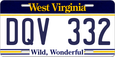 WV license plate DQV332