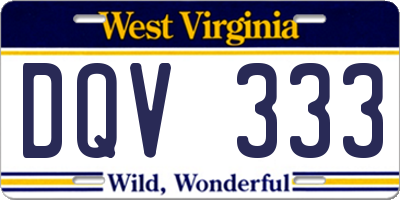 WV license plate DQV333