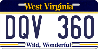WV license plate DQV360
