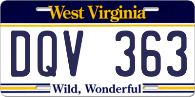 WV license plate DQV363