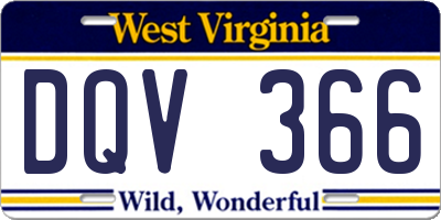 WV license plate DQV366