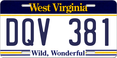 WV license plate DQV381