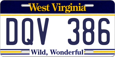 WV license plate DQV386