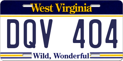 WV license plate DQV404