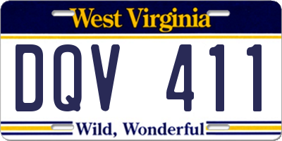 WV license plate DQV411