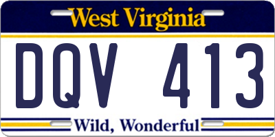 WV license plate DQV413