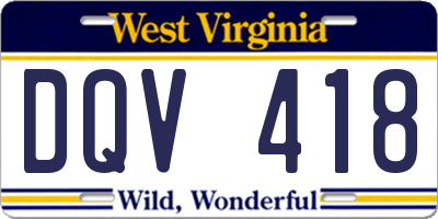 WV license plate DQV418