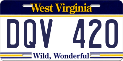 WV license plate DQV420
