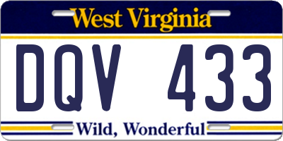 WV license plate DQV433
