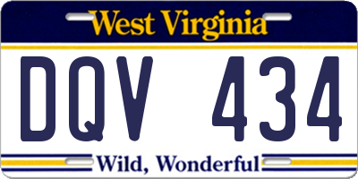 WV license plate DQV434