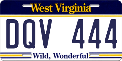 WV license plate DQV444